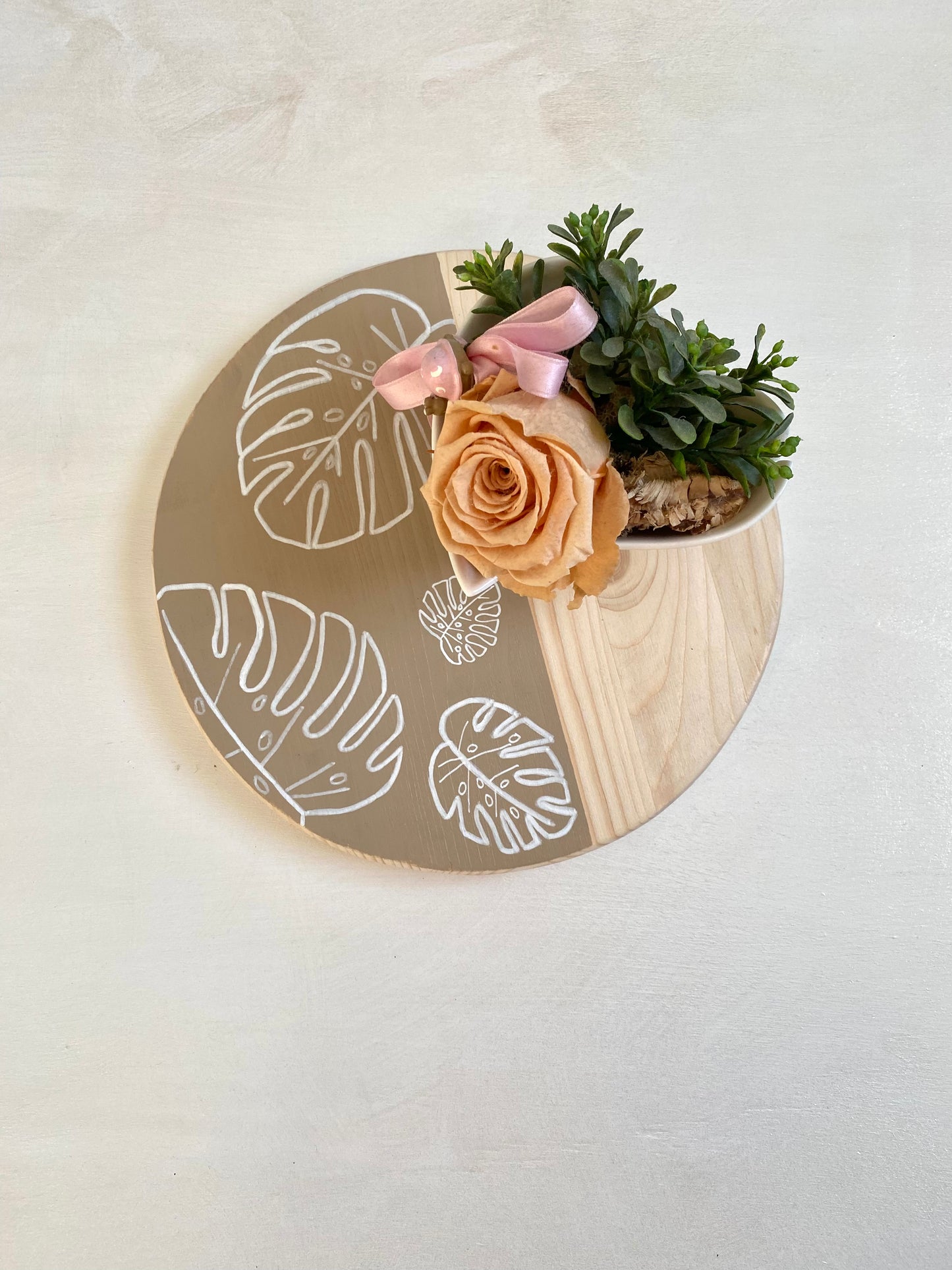 Centrotavola/ Vassoio decorativo - Foglie Ginkgo/Monstera