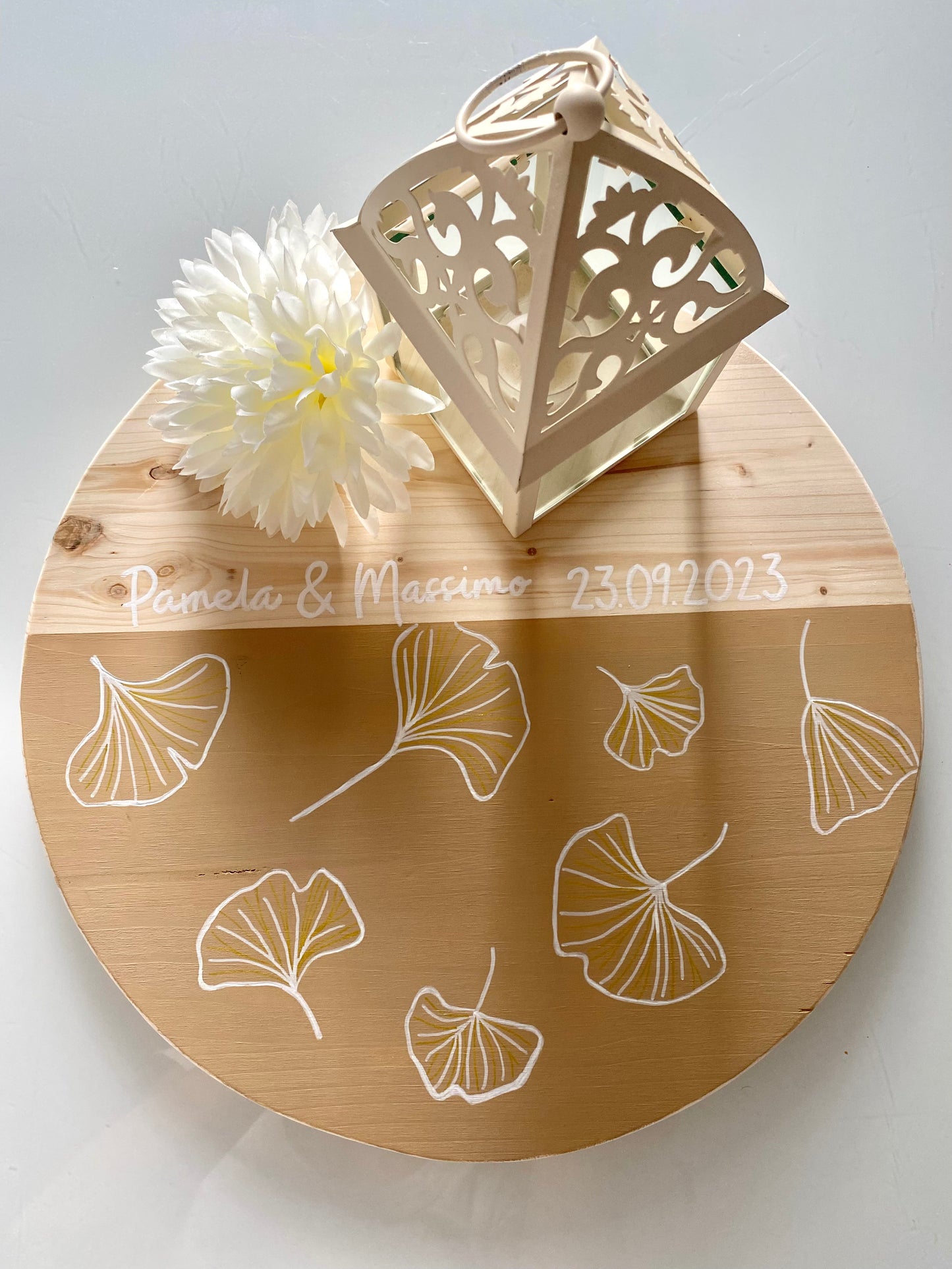 Centrotavola/ Vassoio decorativo - Foglie Ginkgo/Monstera